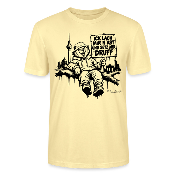 ICK LACH MIR N AST - Schmal geschnittenes Bio-Unisex-T-Shirt mit Berliner Bär - Creme