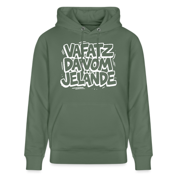 Berliner Kultspruch-VAFATZ DA VOM JELÄNDE-Unisex Bio-Hoodie - Tanngrün