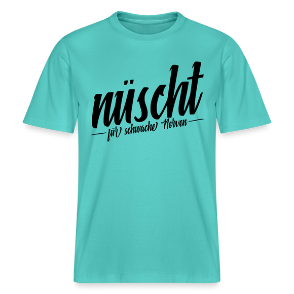 Berlin Shirt-NÜSCHT FÜR SCHWACHE NERVEN- RELAXED FIT Unisex Organic T-Shirt mit Berliner Spruch - Poolblau