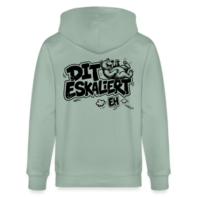 DIT ESKALIERT EH-Unisex Bio-Kapuzenjacke mit Berliner Schnauze - Helles Graugrün