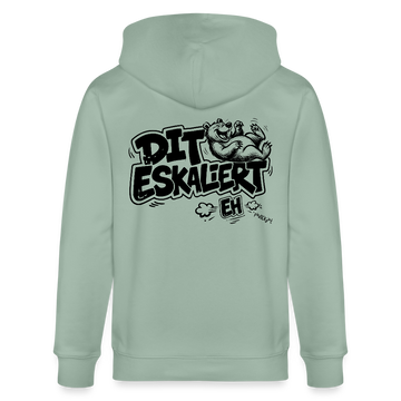 DIT ESKALIERT EH-Unisex Bio-Kapuzenjacke mit Berliner Schnauze - Helles Graugrün