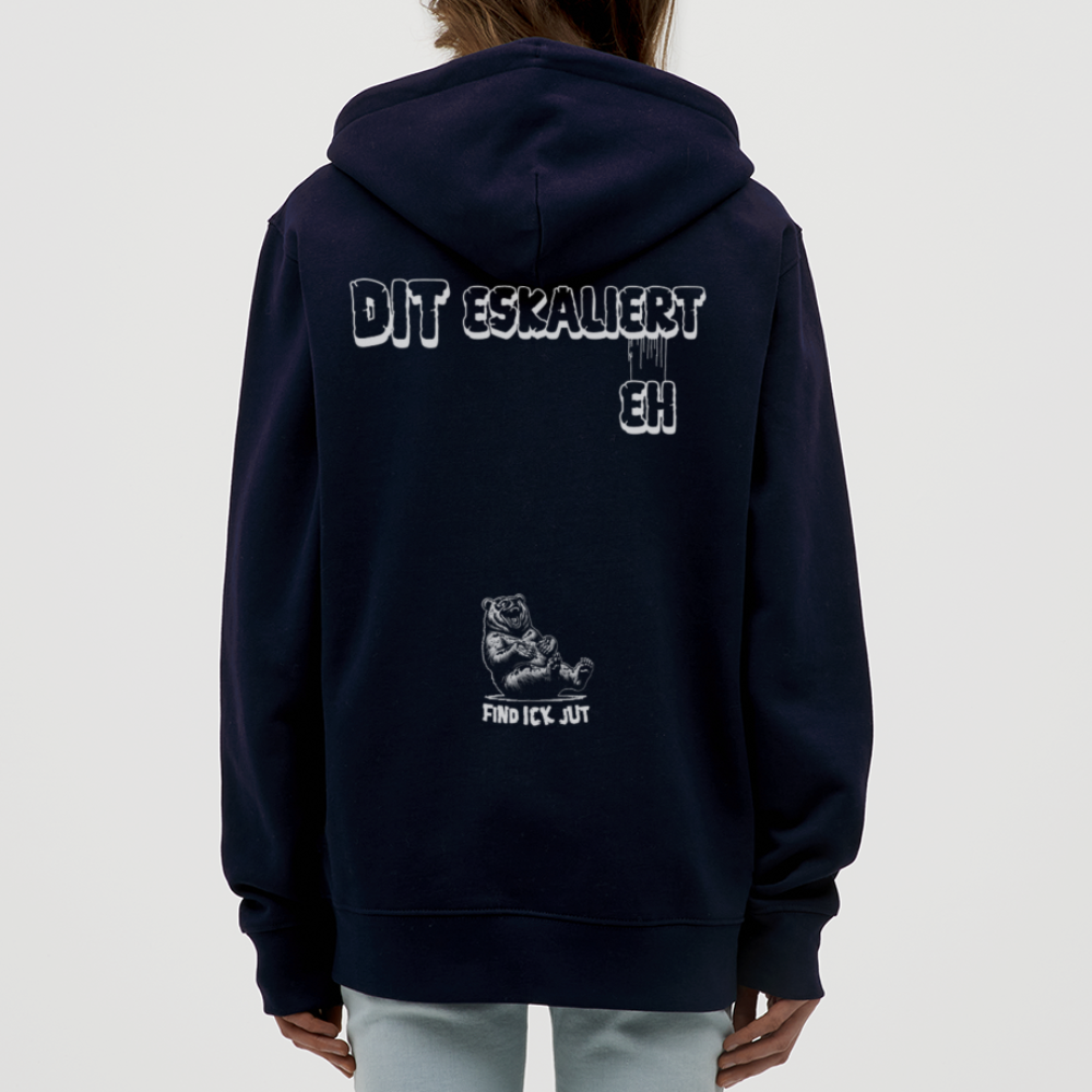 DIT ESKALIERT EH-Unisex Bio-Kapuzenjacke - Navy