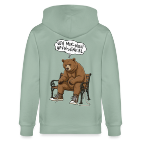 Berliner Bär-JEH MIR NICH UFFN SENKEL-Unisex Bio-Kapuzenjacke - Helles Graugrün