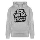 BIN DA, KANN LOSJEHN-Unisex Bio-Hoodie II-Berliner Spruch - Grau meliert