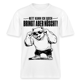 Berliner Bär Illustration mit Berliner Schnauze-NETT KANN ICK OOCH-RELAXED FIT Unisex Organic T-Shirt - schwarzer Print auf Weißem shirt
