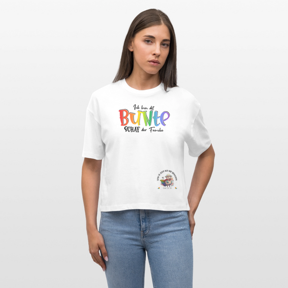LIEBE IS BUNT-Frauen Boxy Bio-T-Shirt - Weiß