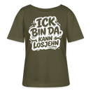 BIN DA, KANN LOSJEHN-Rundhals Frauen Bio-T-Shirt mit Berliner Schnauze - Khaki