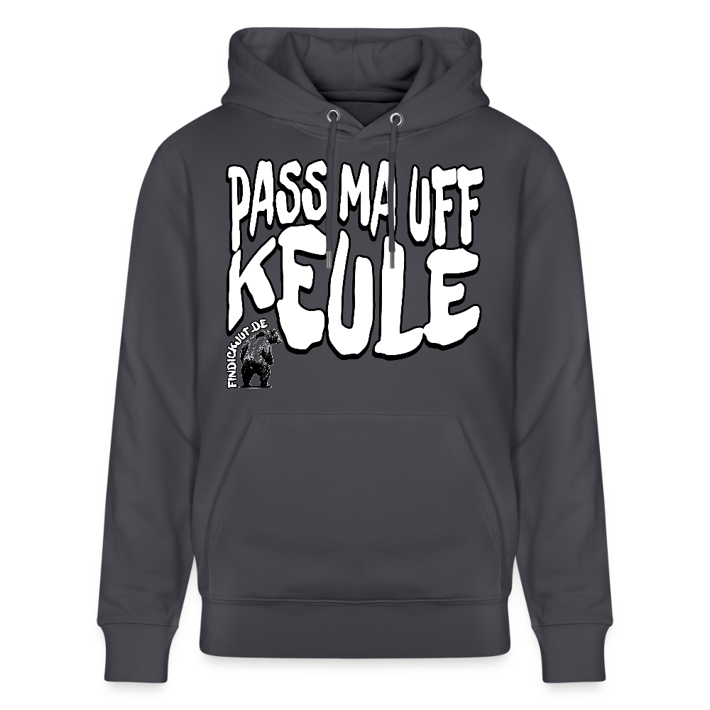 PASS MA UFF KEULE-Unisex Bio-Hoodie II - Indigoblau