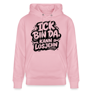 BIN DA, KANN LOSJEHN-Unisex Bio-Hoodie II-Berliner Spruch - Hellrosa