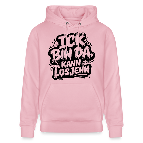 BIN DA, KANN LOSJEHN-Unisex Bio-Hoodie II-Berliner Spruch - Hellrosa
