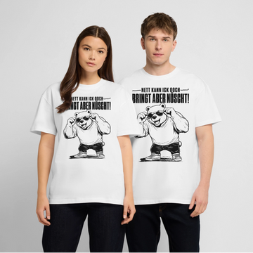 Berliner Bär Shirt-NETT KANN ICK OOCH-Oversized Unisex Bio T-Shirt - Weiß