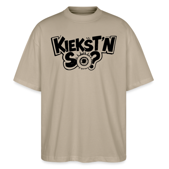 KIEKSTN SO?-Oversized Unisex Bio T-Shirt mit Berliner Schnauze - Steingrau
