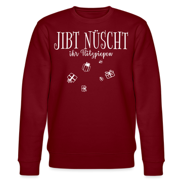 JIBT NÜSCHT zu Weihnachten in Berlin-Unisex Bio-Sweatshirt - Burgunderrot