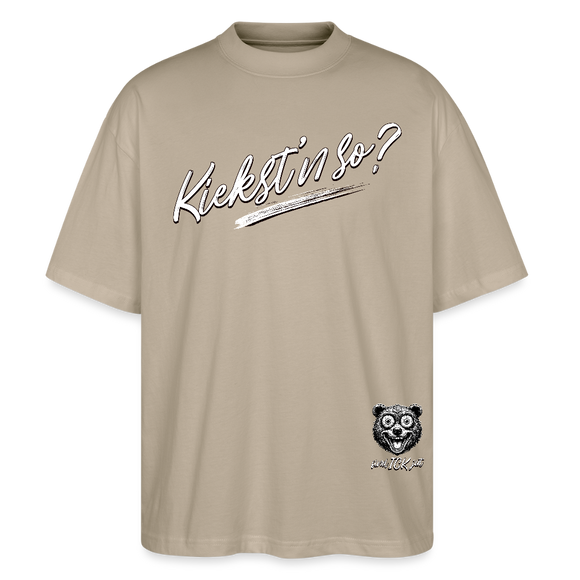 KIEKST'N SO?-Oversized Unisex Bio T-Shirt II - Steingrau