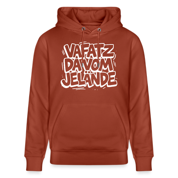 Berliner Kultspruch-VAFATZ DA VOM JELÄNDE-Unisex Bio-Hoodie - Terrakotta