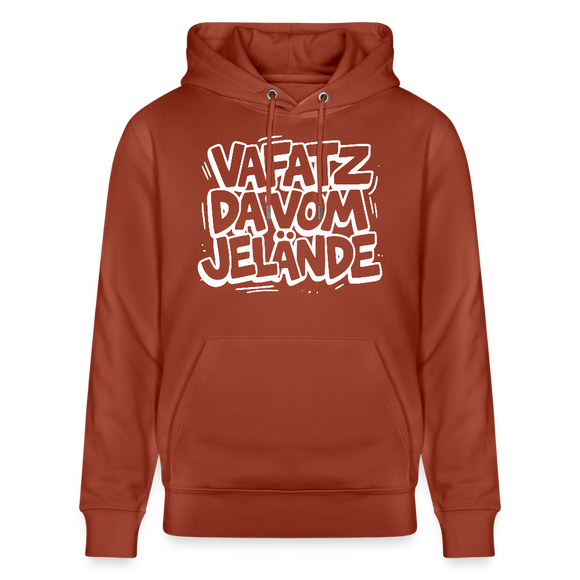 Berliner Kultspruch-VAFATZ DA VOM JELÄNDE-Unisex Bio-Hoodie - Terrakotta