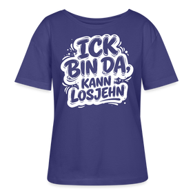 BIN DA, KANN LOSJEHN-Rundhals Frauen Bio-T-Shirt mit Berliner Schnauze - Dämmerung