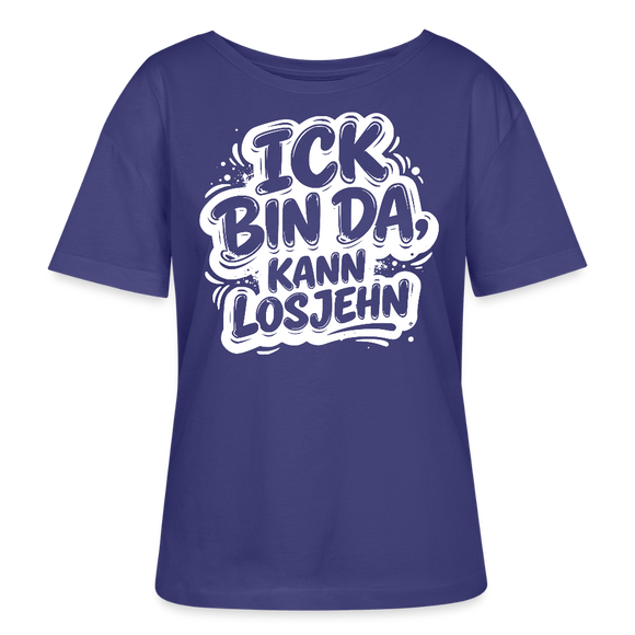 BIN DA, KANN LOSJEHN-Rundhals Frauen Bio-T-Shirt mit Berliner Schnauze - Dämmerung