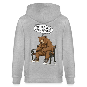 Berliner Bär-JEH MIR NICH UFFN SENKEL-Unisex Bio-Kapuzenjacke - Grau meliert