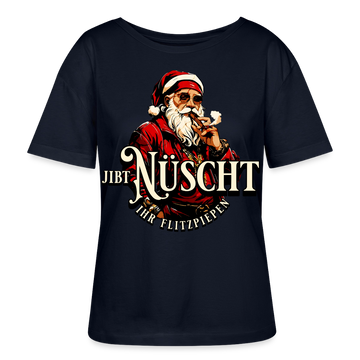 Weihnachten in Berlin-JIBT NÜSCHT IHR FLITZPIEPEN-Relaxed Rundhals Frauen Bio-T-Shirt - Navy