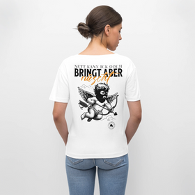 NETT KANN ICK-Relaxed Rundhals Frauen Bio-T-Shirt - Weiß