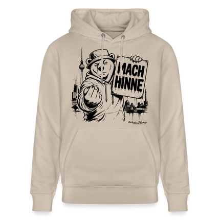 Berlin Souvenir mit Berliner Schnauze-MACH HINNE-Unisex Bio-Hoodie - Beige