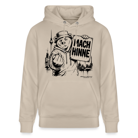 Berlin Souvenir mit Berliner Schnauze-MACH HINNE-Unisex Bio-Hoodie - Beige
