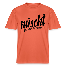 Berlin Shirt-NÜSCHT FÜR SCHWACHE NERVEN- RELAXED FIT Unisex Organic T-Shirt mit Berliner Spruch - Hellrot