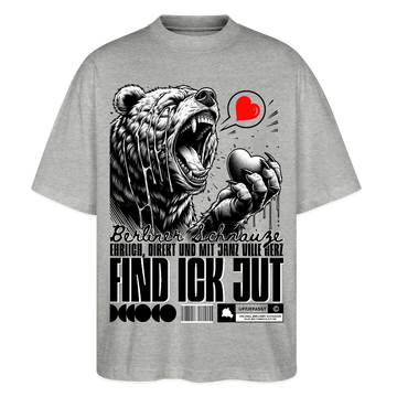 Berlin Souvenir-FIND ICK JUT-Oversized Unisex Bio T-Shirt - Grau meliert