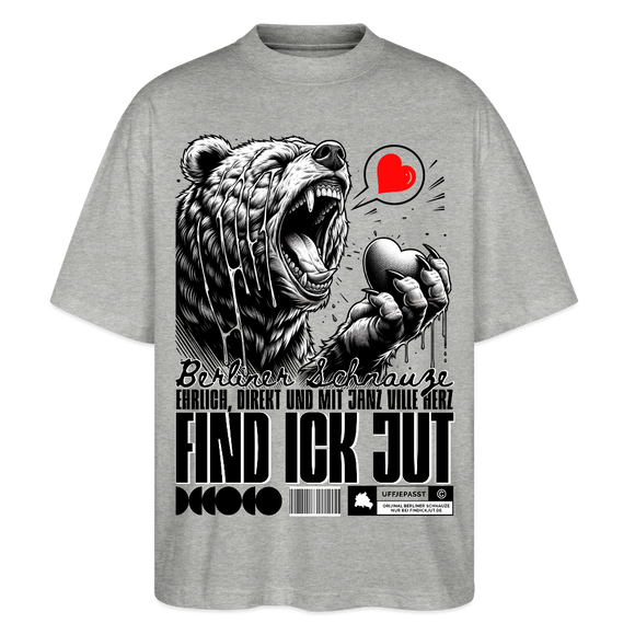 Berlin Souvenir-FIND ICK JUT-Oversized Unisex Bio T-Shirt - Grau meliert