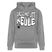 Grauer marmorierter Bio unisex Hoodie mit weissem auffälligem „PASS MA UFF KEULE“-Brustprint im Berliner Schnauze Stil und Bär-Logo von findickjut.de