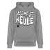 Grauer marmorierter Bio unisex Hoodie mit weissem auffälligem „PASS MA UFF KEULE“-Brustprint im Berliner Schnauze Stil und Bär-Logo von findickjut.de