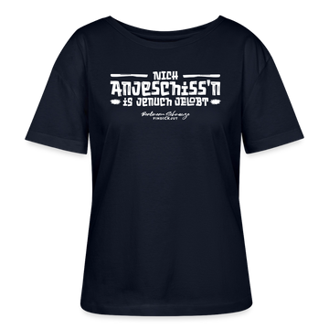 Berliner Spruch-NICH ANJESCHISSN-Rundhals Frauen Bio-T-Shirt mit echt Berliner Schnauze - Navy