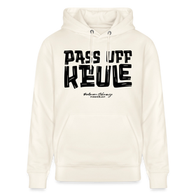 Berliner Spruch-PASS UFF KEULE-Unisex Bio-Hoodie mit Berliner Schnauze - Naturweiß 