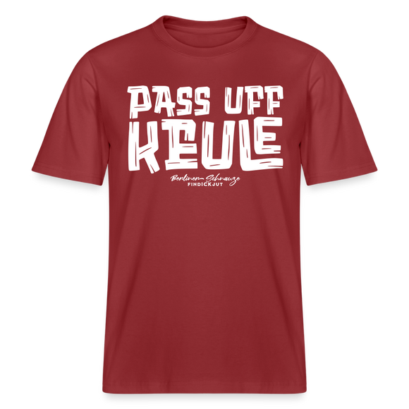 PASS UFF KEULE- RELAXED FIT Unisex Organic T-Shirt mit Berliner Schnauze - Erdrot