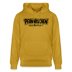 Berliner Spruch-PFANNKUCHEN, nich Berliner!-Unisex Bio-Hoodie - Ocker
