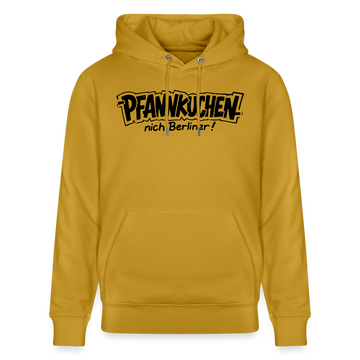 Berliner Spruch-PFANNKUCHEN, nich Berliner!-Unisex Bio-Hoodie - Ocker