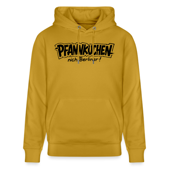 Berliner Spruch-PFANNKUCHEN, nich Berliner!-Unisex Bio-Hoodie - Ocker