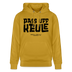 Berliner Spruch-PASS UFF KEULE-Unisex Bio-Hoodie mit Berliner Schnauze - Ocker