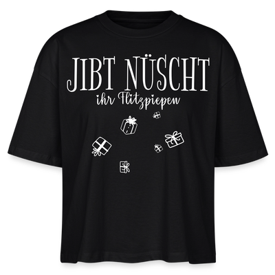 Anti-Geschenke-Shirt-mit Berliner Schnauze-JIBT NÜSCHT-Frauen Boxy Bio-T-Shirt - Schwarz