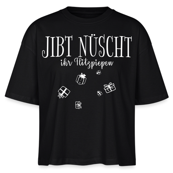 Anti-Geschenke-Shirt-mit Berliner Schnauze-JIBT NÜSCHT-Frauen Boxy Bio-T-Shirt - Schwarz