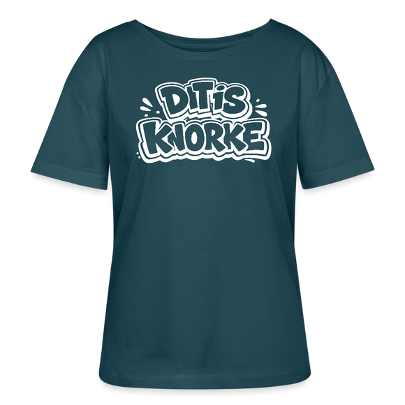 DIT IS KNORKE-Rundhals Frauen Bio-T-Shirt - Dunkles Petrol