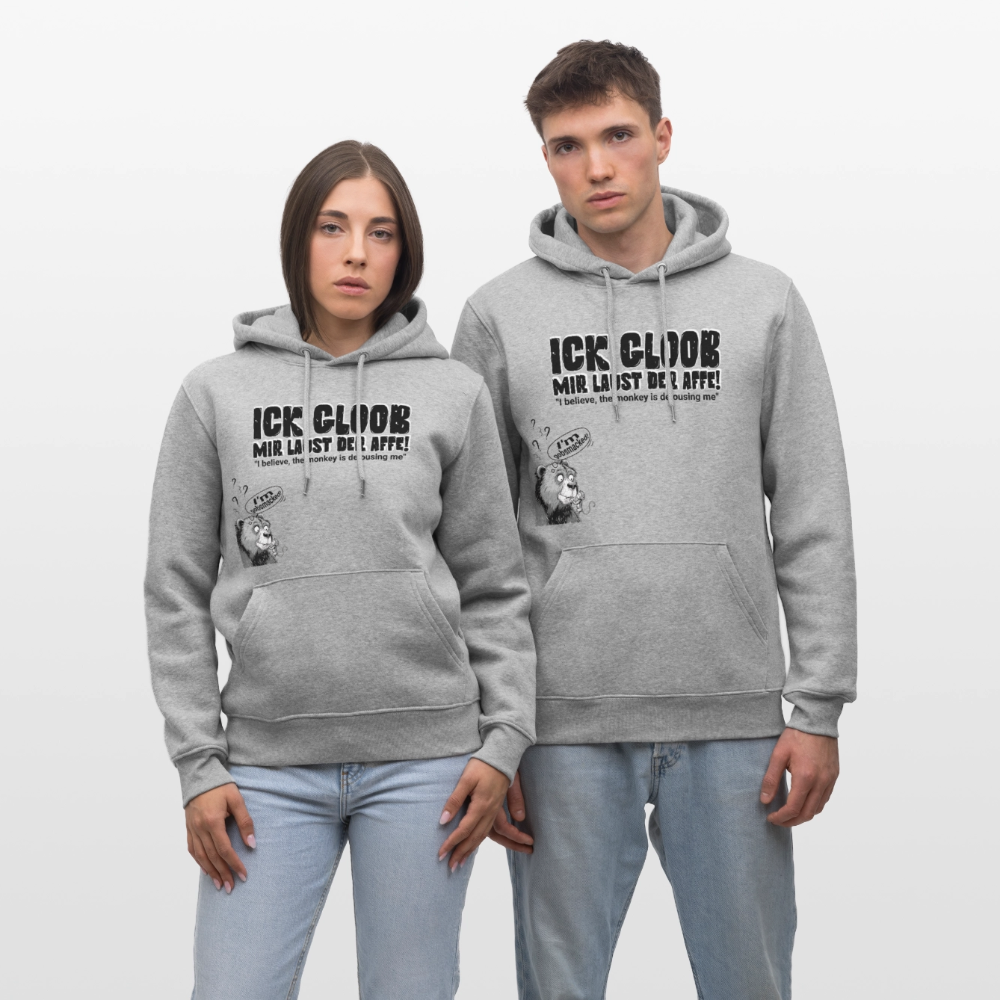 ICK GLOOB, MIR LAUST DER AFFE-Unisex Bio-Hoodie - Grau meliert