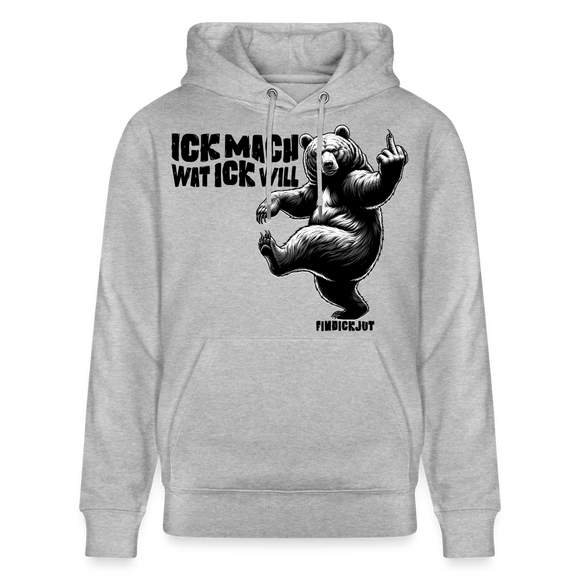ICK MACH WAT ICK WILL-Unisex Bio-Hoodie IV - Grau meliert