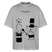 Grau meliertes Oversized Berlin Shirt mit schwarzem „OHNE WORTE“-Design, Zauberhut, ausgestrecktem Mittelfinger und kleinem Bären als Magier.