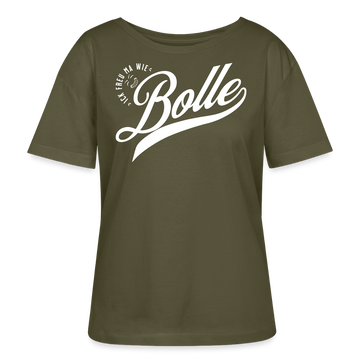 ICK FREU MA WIE BOLLE-Rundhals Frauen Bio-T-Shirt - Khaki