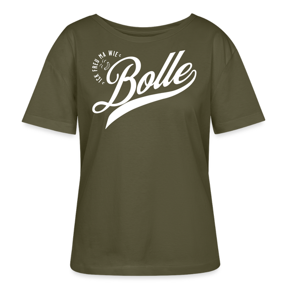 ICK FREU MA WIE BOLLE-Rundhals Frauen Bio-T-Shirt - Khaki