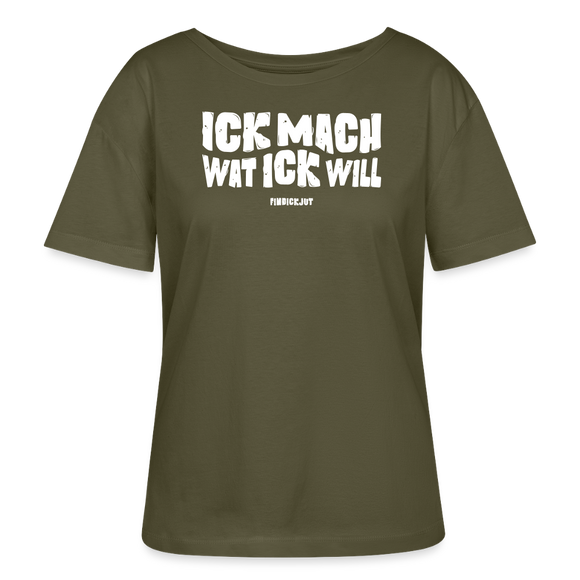 ICK MACH WAT ICK WILL-Rundhals Frauen Bio-T-Shirt - Khaki