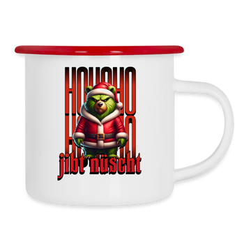 HOHOHO jibt nüscht - Emaille-Tasse - Weiß/Rot