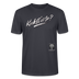 weisser Handgezeichneter Schriftzug "Kiekst'n so?" in schwungvoller Schreibschrift - typisch Berliner Spruch auf T-Shirt- Dunkles Graublau